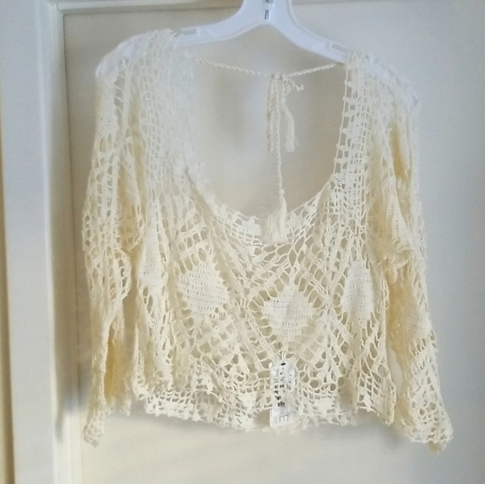 NWT L*Space Cody Crochet Summer Beach Swim Crop Top Coverup - Picture 9 of 12